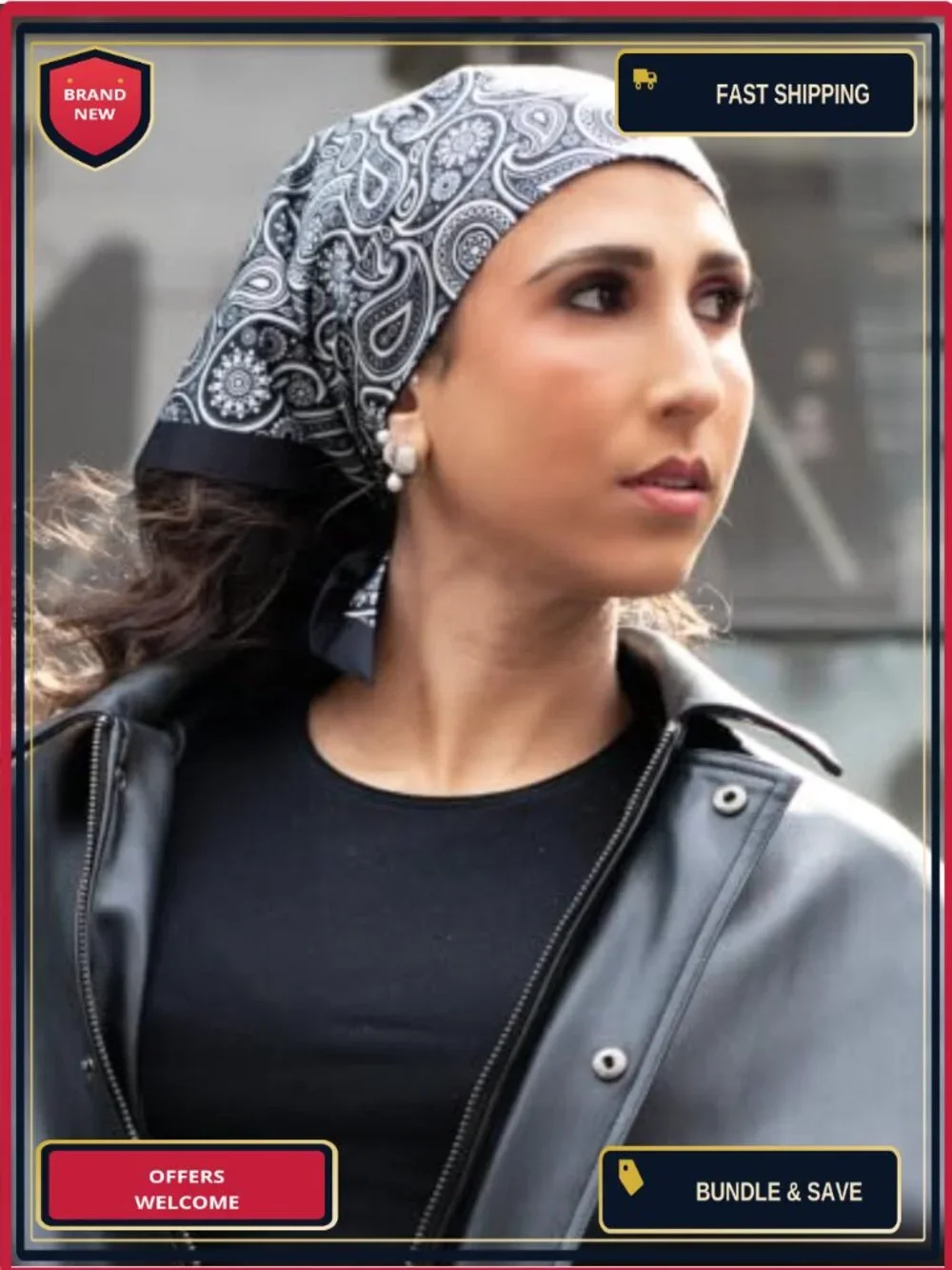 Waterproof Rain Scarf Satin-Lined Bandana Adjustable Head Wrap